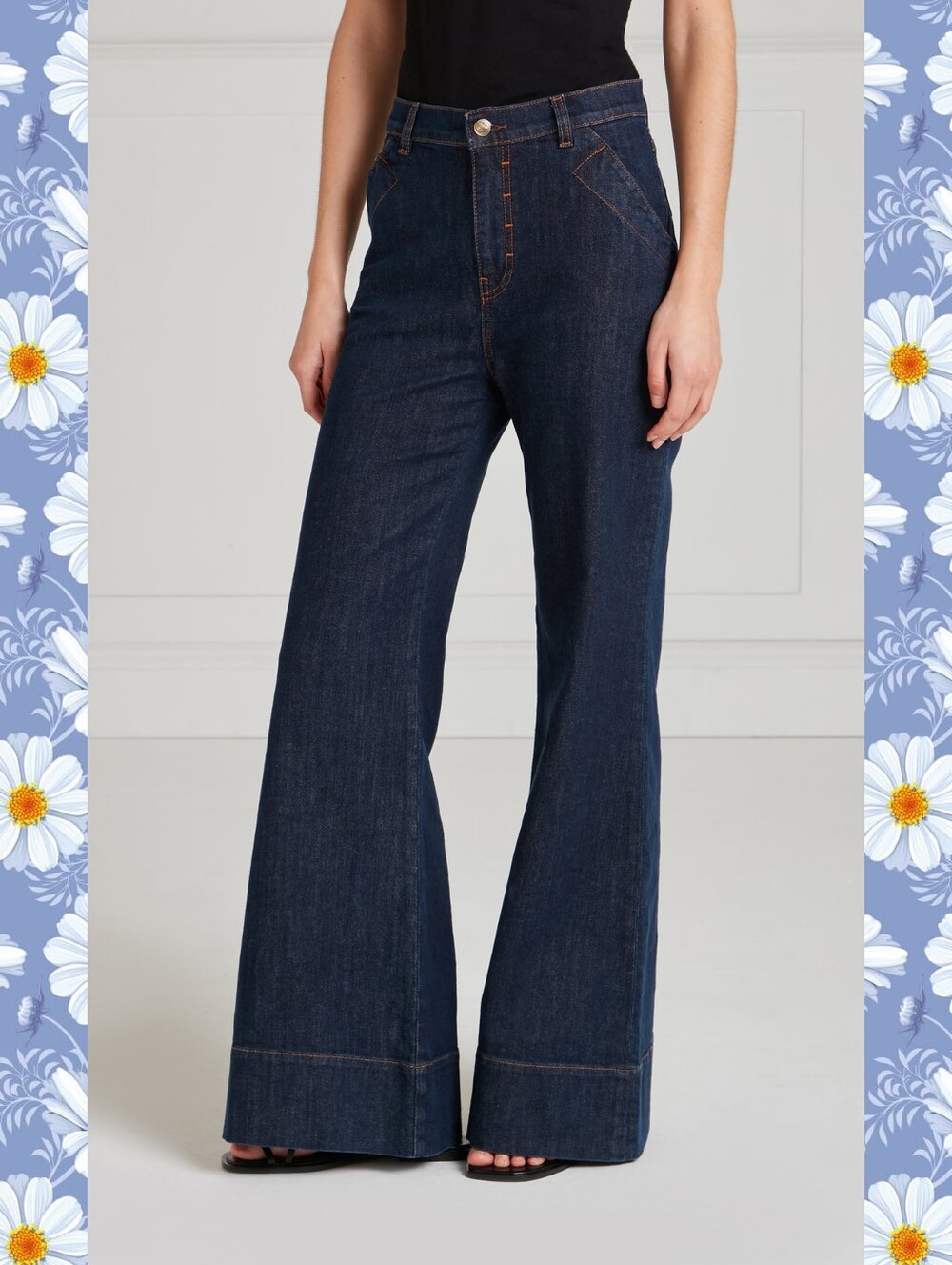 Temperley London Raquel Wide Leg Jeans in Vintage Wash